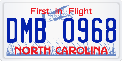 NC license plate DMB0968