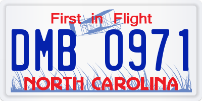NC license plate DMB0971