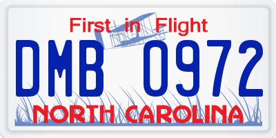 NC license plate DMB0972