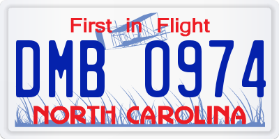 NC license plate DMB0974