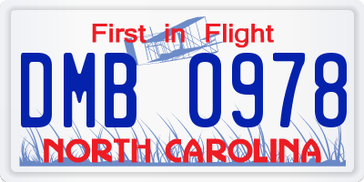 NC license plate DMB0978