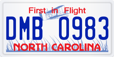 NC license plate DMB0983