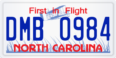 NC license plate DMB0984