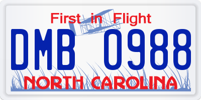 NC license plate DMB0988