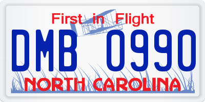 NC license plate DMB0990