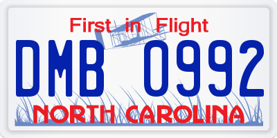 NC license plate DMB0992