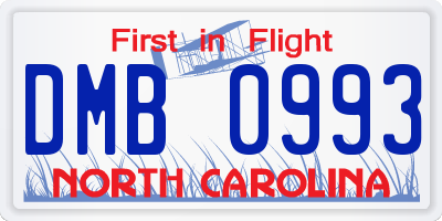 NC license plate DMB0993
