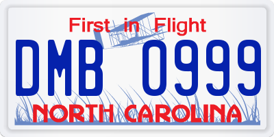 NC license plate DMB0999