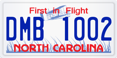NC license plate DMB1002