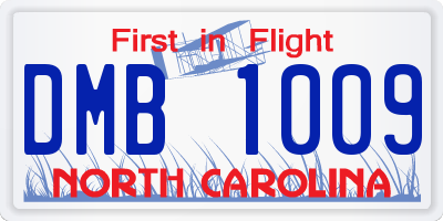 NC license plate DMB1009