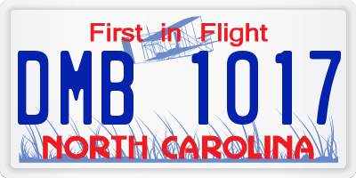 NC license plate DMB1017