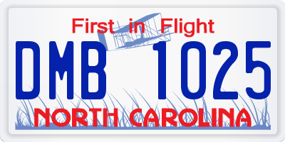NC license plate DMB1025