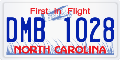 NC license plate DMB1028