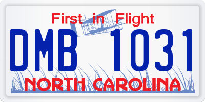NC license plate DMB1031