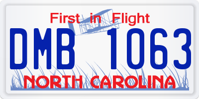 NC license plate DMB1063