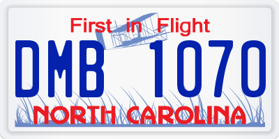 NC license plate DMB1070