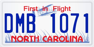 NC license plate DMB1071