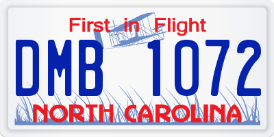 NC license plate DMB1072