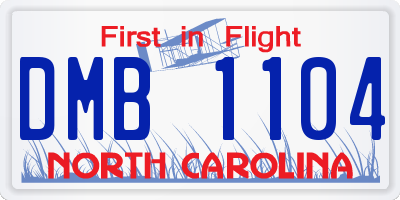 NC license plate DMB1104