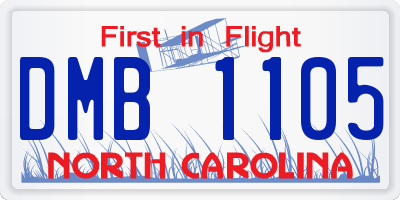 NC license plate DMB1105