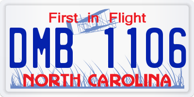 NC license plate DMB1106