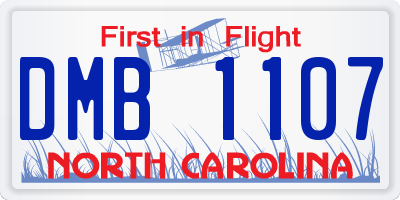 NC license plate DMB1107
