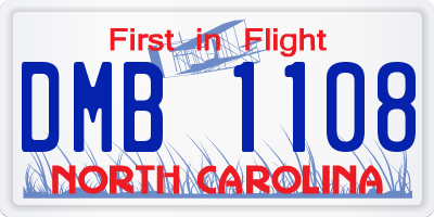 NC license plate DMB1108