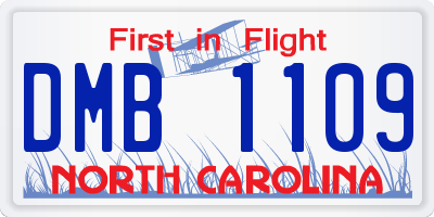 NC license plate DMB1109