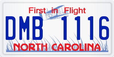 NC license plate DMB1116