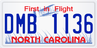 NC license plate DMB1136