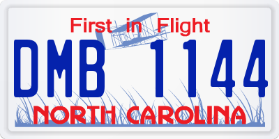 NC license plate DMB1144