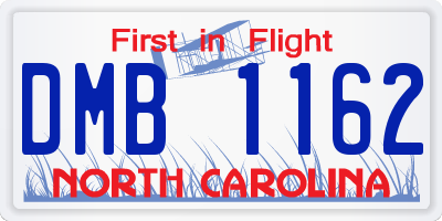 NC license plate DMB1162