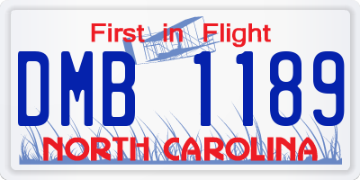 NC license plate DMB1189