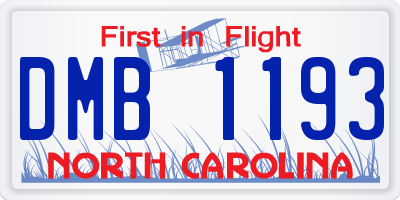 NC license plate DMB1193