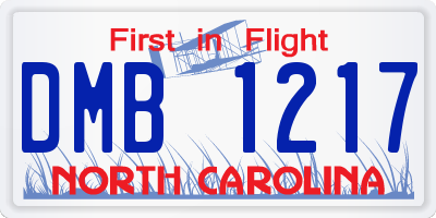 NC license plate DMB1217