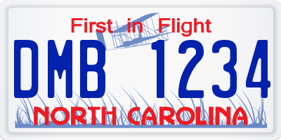 NC license plate DMB1234