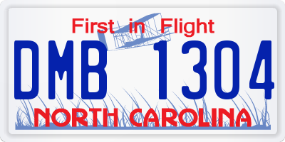 NC license plate DMB1304