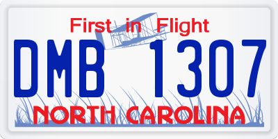 NC license plate DMB1307
