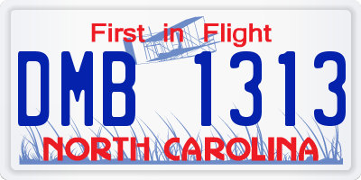 NC license plate DMB1313