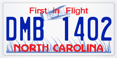 NC license plate DMB1402