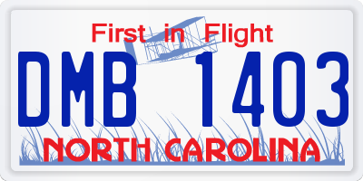 NC license plate DMB1403
