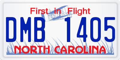 NC license plate DMB1405