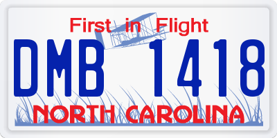 NC license plate DMB1418