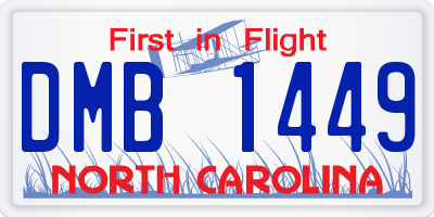 NC license plate DMB1449