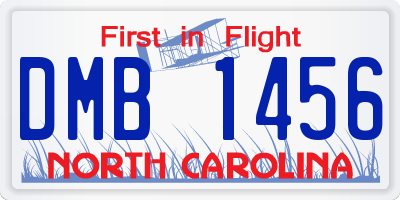 NC license plate DMB1456