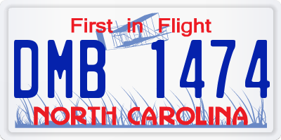 NC license plate DMB1474
