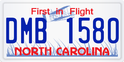 NC license plate DMB1580