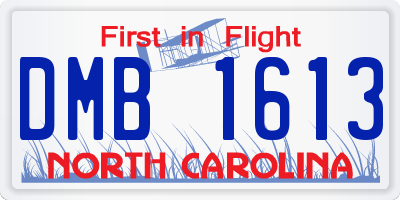 NC license plate DMB1613
