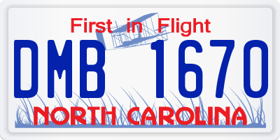 NC license plate DMB1670