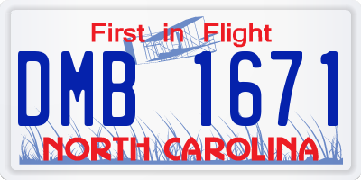 NC license plate DMB1671